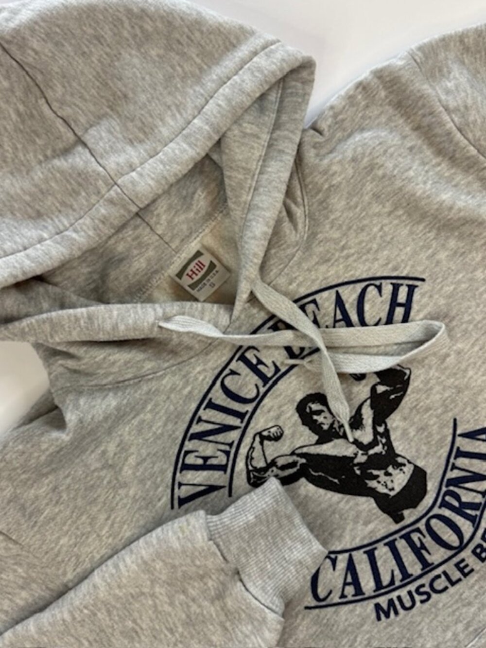 Vintage Hoodie Venice Beach Grey Muscle Beach S USA California Graphic Pullover
